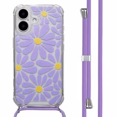 imoshion Design Hülle mit Band Apple iPhone 16 - Tropical Violet Flowers Connect