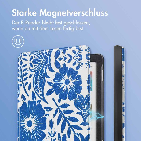 imoshion Design Slim Hard Case Klapphülle Kobo Clara Colour / BW - Flower Tile