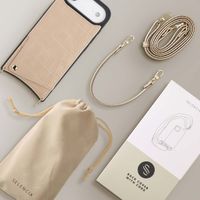 Selencia Nova Croco HandyHülle mit Kordel und Kartenhalter Apple iPhone Air - Beige