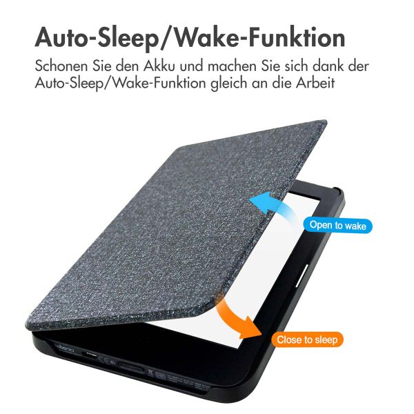 imoshion Canvas Sleepcover Klapphülle für das Kobo Nia - Glitter Schwarz