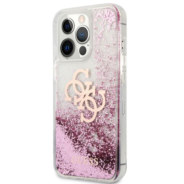 Guess 4G Logo Liquid Glitter Back Cover für das iPhone 13 Pro - Pink