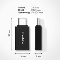 imoshion 2x USB-C (Stecker)-auf-USB-A 3.1 (Buchse)-Adapter – OTG – Schwarz