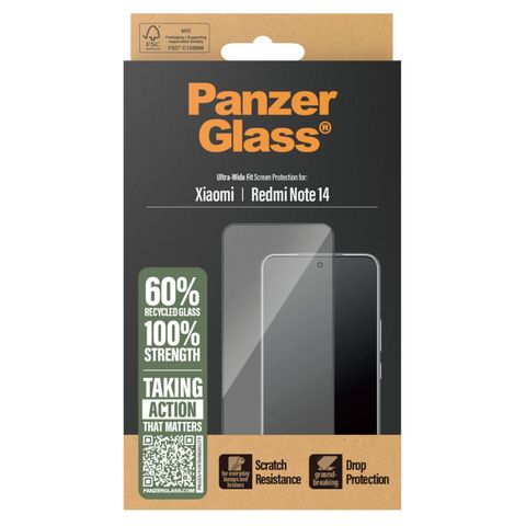 PanzerGlass Ultra-Wide Fit Antibakterieller Displayschutz Xiaomi Redmi Note 14 (4G)
