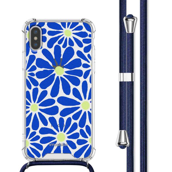 imoshion Design Hülle mit Band Apple iPhone X / Xs - Cobalt Blue Flowers Connect
