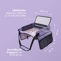 imoshion Reisetisch - Tablethalter Auto - 7 Aufbewahrungsfächer - Inklusive 2 Malvorlagen - Violett
