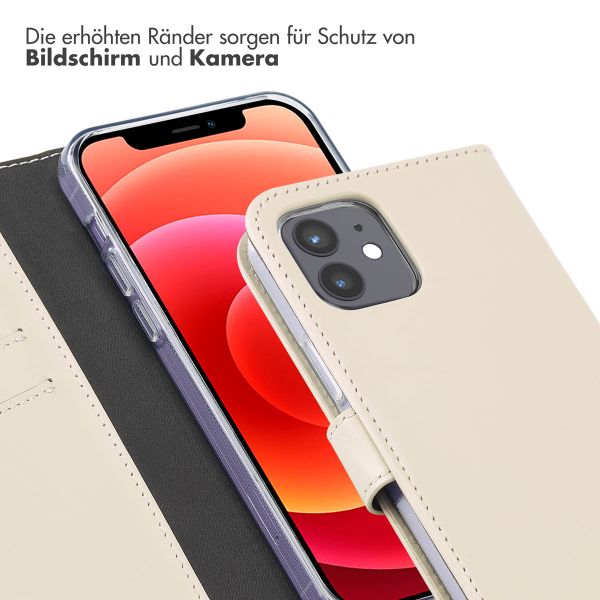 Selencia Echtleder Klapphülle für das iPhone 12 (Pro) - Greige