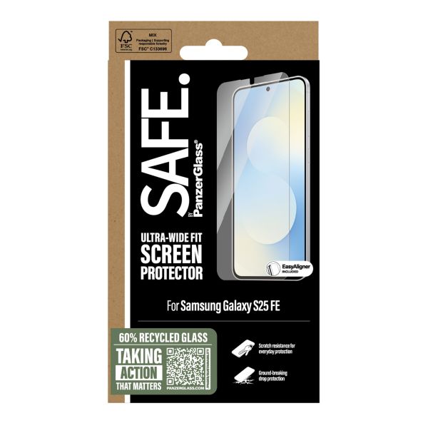 SAFE by PanzerGlass Ultra-Wide Fit Screenprotector inkl. Applikator Samsung Galaxy S25 FE