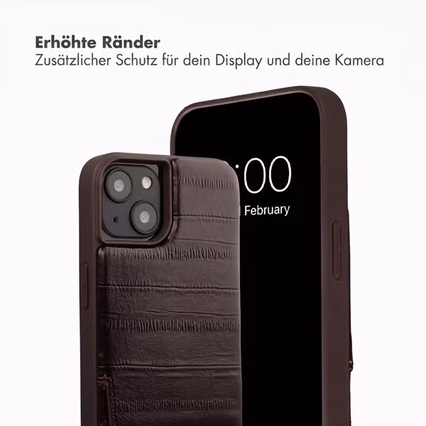 Selencia Nova Echtleder Backcover mit Kartenhalter Apple iPhone 14 / 13 - Dark Chocolate