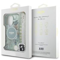 Guess MagSafe IML Flowers Case mit Beads Strap für das iPhone 15 - Green