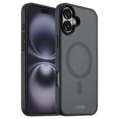 Accezz Rugged Frosted Back Cover mit MagSafe für das iPhone 16 Plus - Schwarz