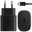 Samsung Original USB-C-zu-USB-C-Kabel - 1.8 meter - 25 Watt - Schwarz + Original Fast Charging Adapter USB-C Oplader - in Fabrikverpackung - 25 Watt - Schwarz