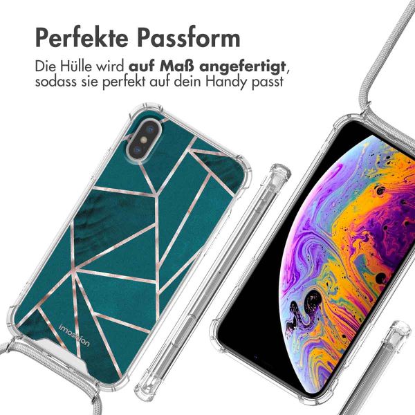 imoshion Design Hülle mit Band Apple iPhone X / Xs - Petrol Green Graphic