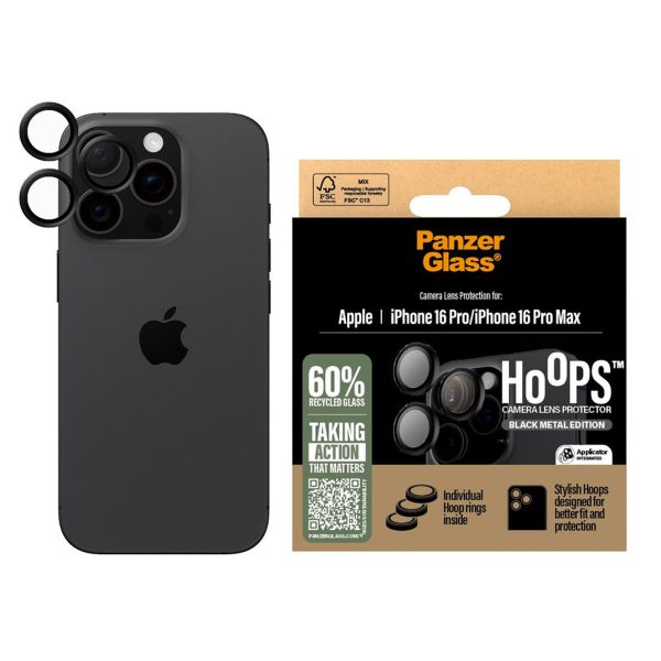 PanzerGlass Kameraprotektor Hoop Optic Rings für das Apple iPhone 16 Pro / 16 Pro Max