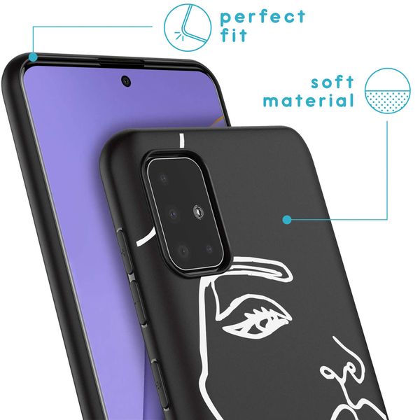 imoshion Design Hülle Samsung Galaxy A51 - Abstraktes Gesicht - Weiß