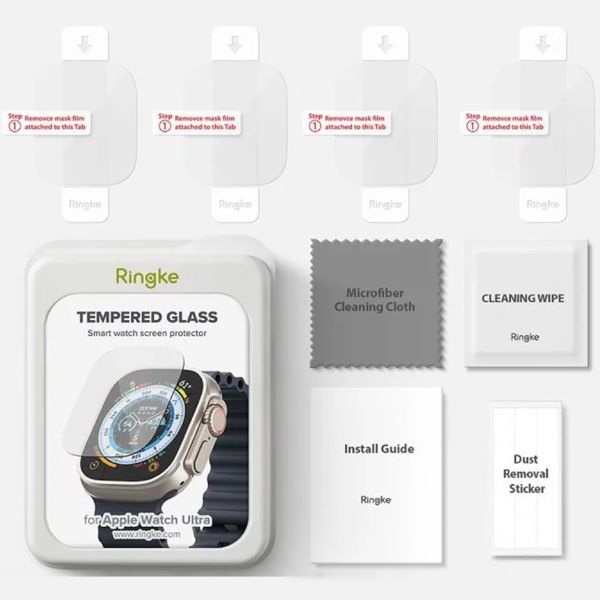 Ringke Tempered Glass Displayschutzfolie 4-pack für das Apple Watch Ultra (2) - 49 mm 