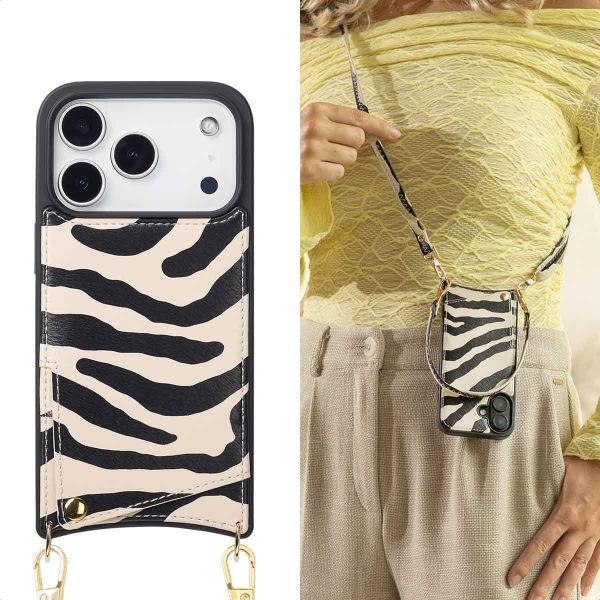 Selencia Nova HandyHülle mit Kordel und Kartenhalter Apple iPhone 17 Pro - Zazzy Zebra