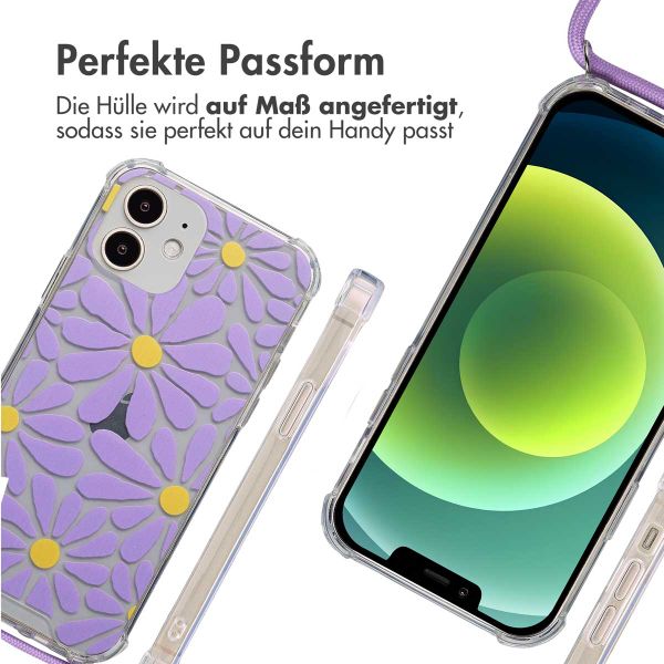 imoshion Design Hülle mit Band Apple iPhone 12 (Pro) - Tropical Violet Flowers Connect