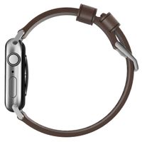 Nomad Modernes Lederarmband für das  Apple Watch Series 1 t/m 9 / SE (38/40/41 mm) | Series 10 / 11 (42 mm) - Brown / Silver