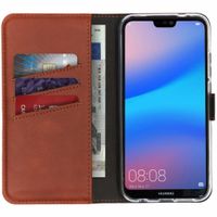 Selencia Echtleder Klapphülle Huawei P20 Lite - Hellbraun