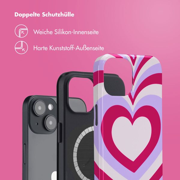 Selencia Vivid Tough Back Cover MagSafe für das iPhone 14 - Double Hearts Rubine Red Lilac