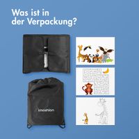 imoshion Reisetisch - Tablethalter Auto - 7 Aufbewahrungsfächer - Inklusive 2 Malvorlagen - Schwarz