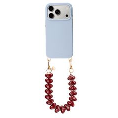 Selencia Rivièra MagSafe Backcover mit abnehmbaren Haken für das Apple iPhone 17 Pro - Powder Blue + Lova Handykette - Burgundy