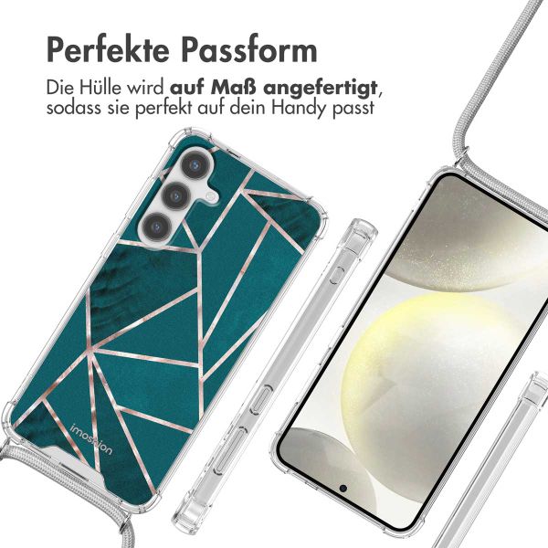 imoshion Design Hülle mit Band Samsung Galaxy S24 - Petrol Green Graphic