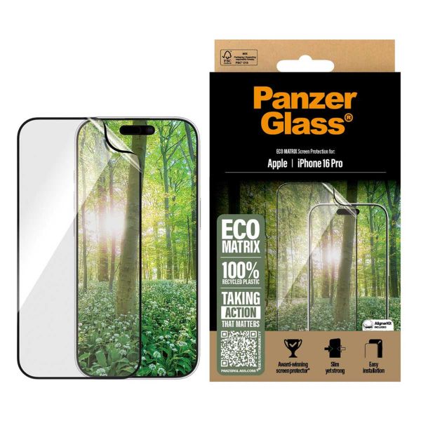 PanzerGlass ﻿Ultra Wide Fit Recycelter Antibakterieller Screen Protector Matrix inkl. Applikator für das Apple iPhone 16 Pro