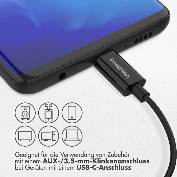 imoshion AUX-Adapter – USB-C auf 3,5 mm/Audio-Klinkenadapter – USB-C Stecker auf AUX-Buchse – Schwarz