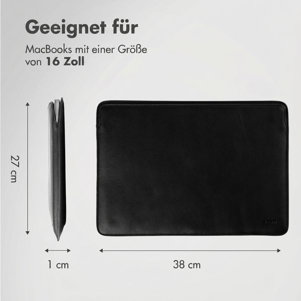 Accezz Leather Laptop Hülle Apple MacBook 16 Zoll - Laptop Sleeve - Schwarz