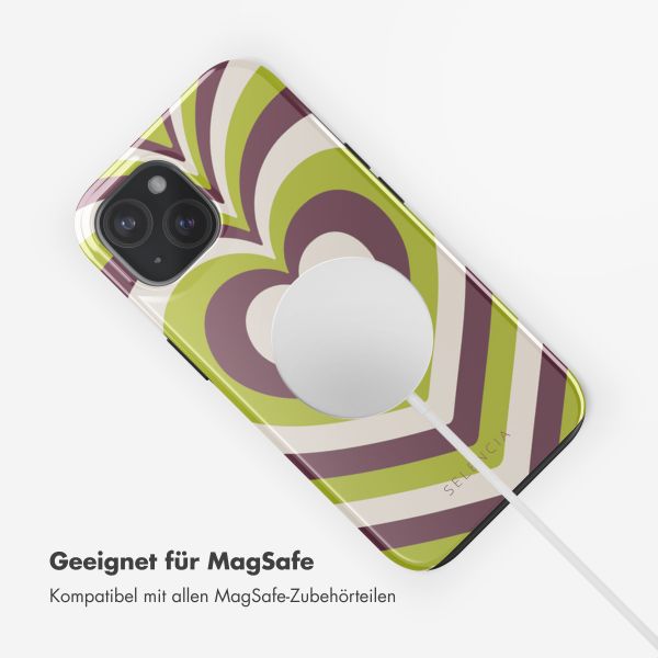 Selencia Vivid Rückabdeckung mit MagSafe Apple iPhone 15 - Double Hearts Plum Fern