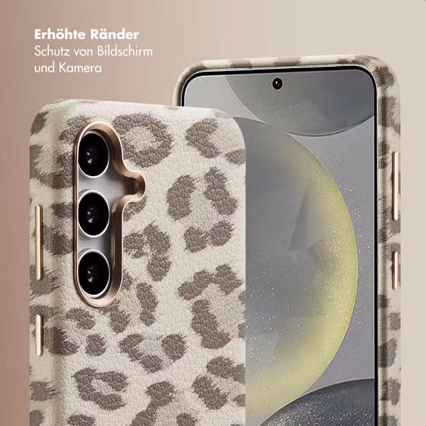 Selencia Sabi Backcover Leopardenmuster mit MagSafe Samsung Galaxy S24 - Soft Ivory