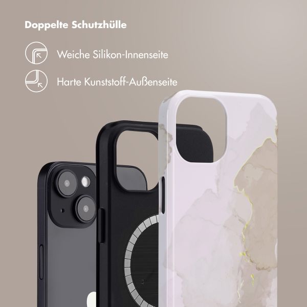 Selencia Vivid Tough Back Cover MagSafe für das iPhone 14 - Marble Light Brown