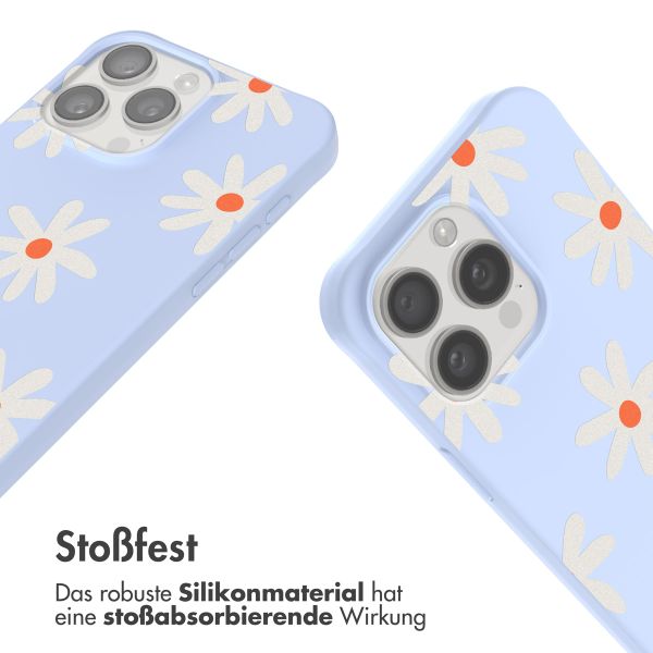 imoshion Silikonhülle design mit Band für das iPhone 15 Pro Max - Lila Flower Distance