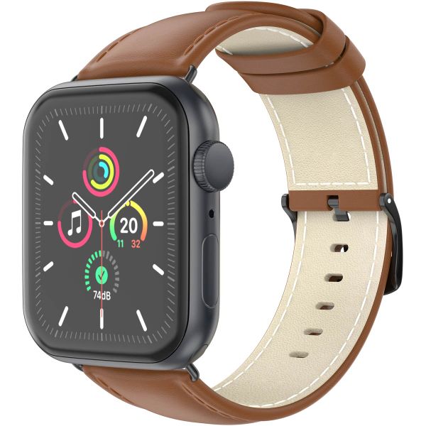 imoshion Klassisches Lederarmband für die Apple Watch Series 1 bis 10 / SE / Ultra (2) (44/45/46/49 mm) - Braun