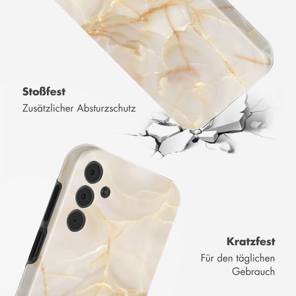 Selencia Vivid Tough Back Cover für das Samsung Galaxy A15 - Golden Beige Marble