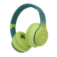 imoshion Kids LED Light Bluetooth-Kopfhörer - Kinderkopfhörer - Kabelloser Köpfhorer mit Dezibelbegrenzer + AUX-Kabel - Petrol Green / Lime