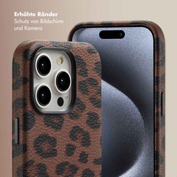 Selencia Sabi Backcover Leopardenmuster mit MagSafe Apple iPhone 15 Pro - Mocha Brown