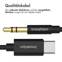 imoshion ﻿AUX-Kabel – 3,5 mm/Audio-Klinkenbuchse auf USB-C-Kabel – Stecker auf USB-C – 1 Meter – Schwarz