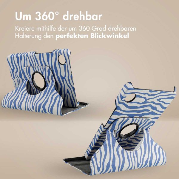 imoshion 360° drehbare Design Klapphülle für das Samsung Galaxy Tab A9 8.7 Zoll - White Blue Stripes