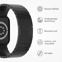 Selencia Edelstahl Gliederarmband für das  Apple Watch Series 1 t/m 9 / SE (38/40/41 mm) | Series 10 / 11 (42 mm) - Schwarz