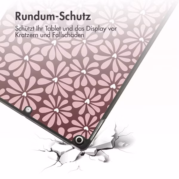 imoshion Design Trifold Klaphülle Apple iPad 9 (2021) 10.2 Zoll / iPad 8 (2020) 10.2 Zoll / iPad 7 (2019) 10.2 Zoll - Bloom Love Blush