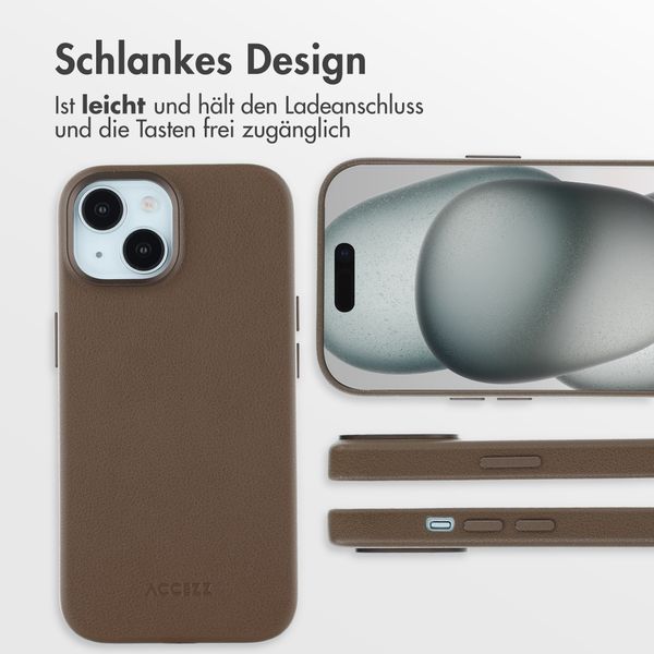 Accezz MagSafe Leather Backcover Apple iPhone 15 - Kaffeebraun