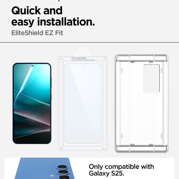 Spigen EliteShield EZ Fit mit Installation Tray - 1er Pack Samsung Galaxy S25