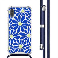 imoshion Design Hülle mit Band Apple iPhone X / Xs - Cobalt Blue Flowers Connect