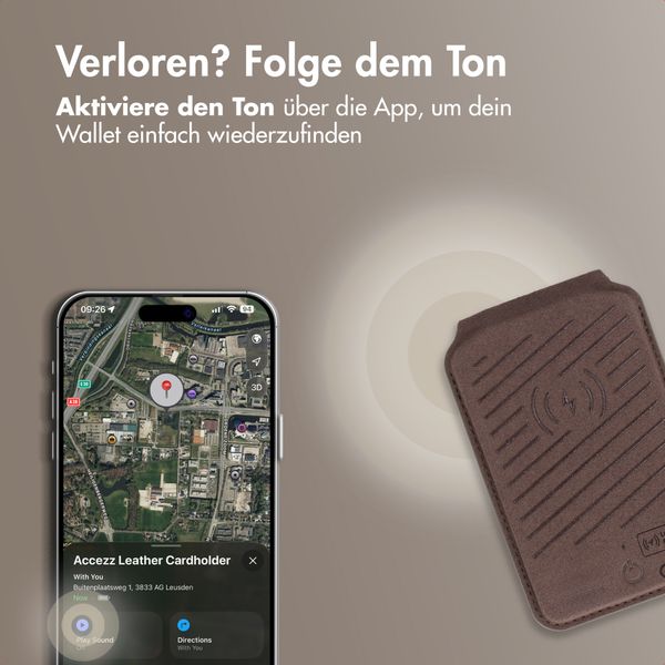 Accezz Magnetische Leder-Wallet mit Standfunktion - Geeignet für Apple Find My - Coffee Brown