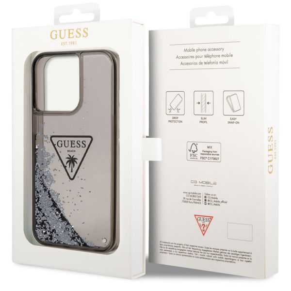 Guess Liquid Glitter Back Cover für das iPhone 14 Pro Max - Schwarz