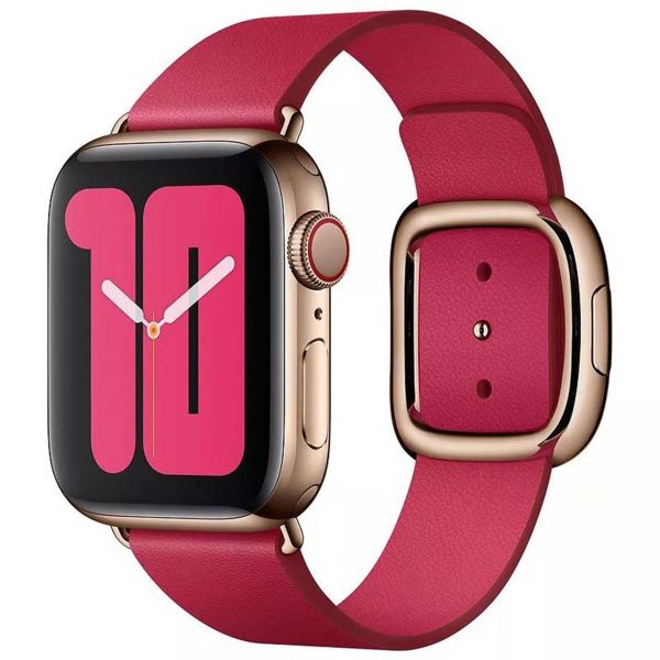 Apple Leather Band Modern Buckle für die Apple Watch Series 1-9 / SE - 38/40/41 mm / Series 10 - 42 mm - Größe L - Raspberry