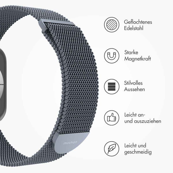 imoshion Magnetisches Milanaise Armband für das  Apple Watch Series 1 - 9 / SE (38/40/41 mm) | Series 10 / 11 (42 mm) - Größe M - Dunkelgrau