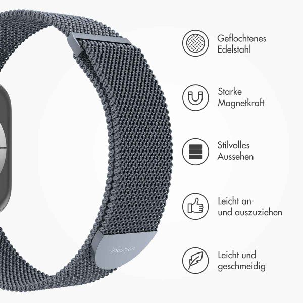 imoshion Mailändische Magnetarmband für die Apple Watch Series 1 bis 9 / SE (38/40/41 mm) | Series 10 (42 mm) - Größe M - Grau